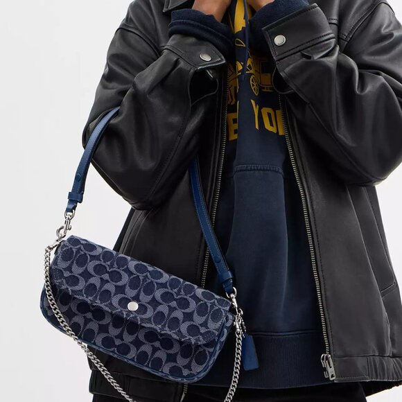 NWT ✅ COACH Brook Flap Chain Bag In Signature Denim #CAT60 ⭐ NWT - Picture 4 of 16